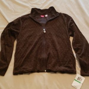 Brown zip up velvet jacket